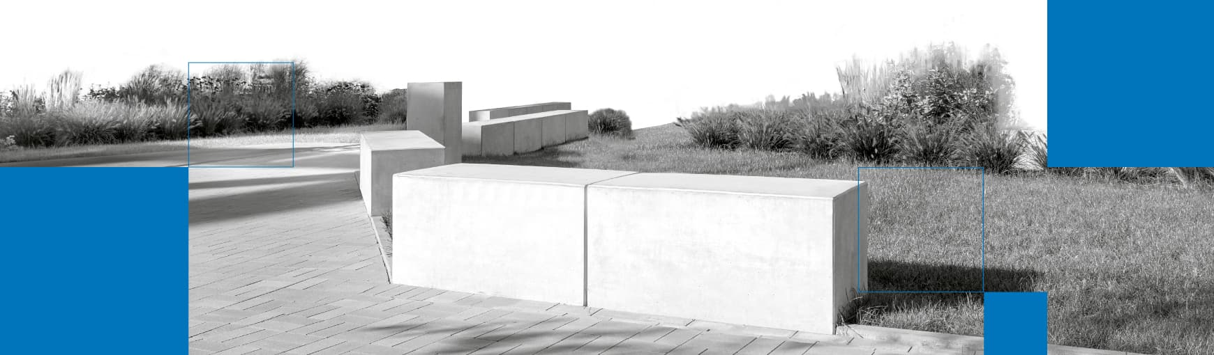 Betonowe siedziska firmy Betard na osiedlu.