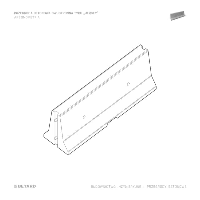 Przegroda betonowa typu "Jersey - dwustronna - akso