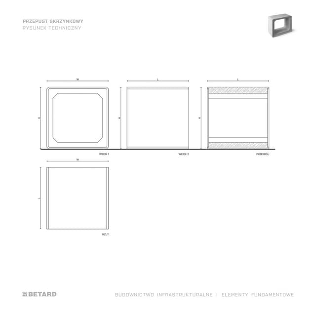 Przepust skrzynkowy - rzut